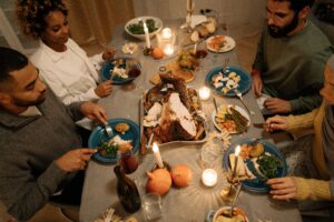 Family turkey dinner where choking can happen